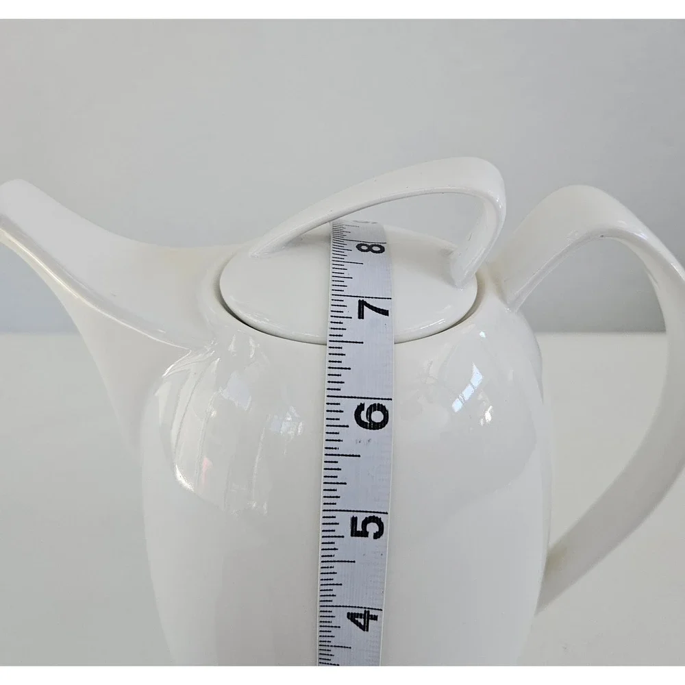 Vtg The Palm Restaurant White Porcelain Coffee Pot Modernist MCM Rosenthal Style